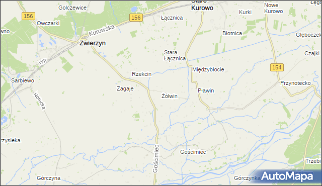 mapa Żółwin gmina Zwierzyn, Żółwin gmina Zwierzyn na mapie Targeo
