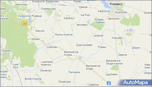 mapa Zygmuntówek gmina Kłodawa, Zygmuntówek gmina Kłodawa na mapie Targeo