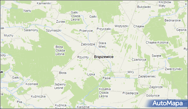 mapa Brąszewice, Brąszewice na mapie Targeo