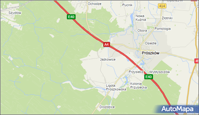 mapa Jaśkowice gmina Prószków, Jaśkowice gmina Prószków na mapie Targeo