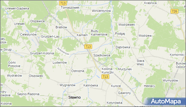 mapa Szadkowice gmina Sławno, Szadkowice gmina Sławno na mapie Targeo