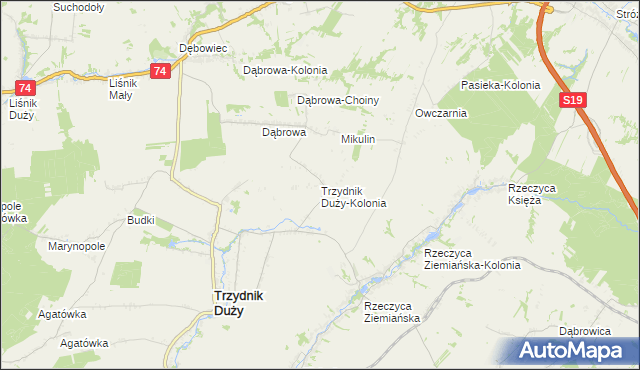 mapa Trzydnik Duży-Kolonia, Trzydnik Duży-Kolonia na mapie Targeo