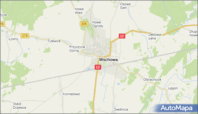 mapa Wschowa, Wschowa na mapie Targeo