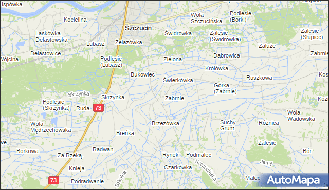 mapa Zabrnie gmina Szczucin, Zabrnie gmina Szczucin na mapie Targeo