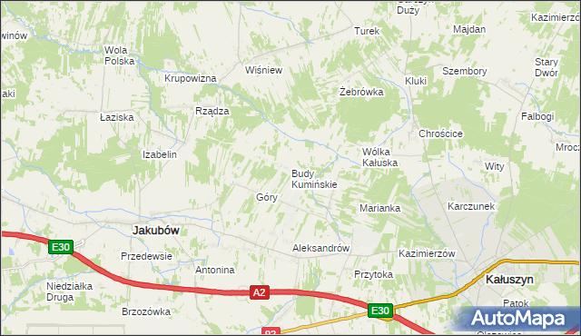 mapa Budy Kumińskie, Budy Kumińskie na mapie Targeo