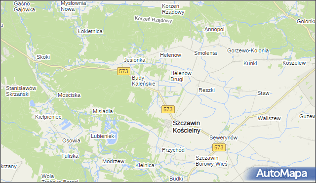 mapa Kaleń gmina Szczawin Kościelny, Kaleń gmina Szczawin Kościelny na mapie Targeo