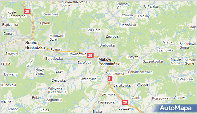 mapa Maków Podhalański, Maków Podhalański na mapie Targeo