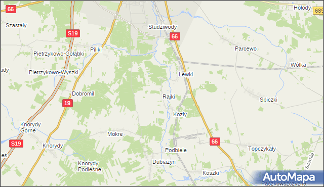 mapa Rajki, Rajki na mapie Targeo