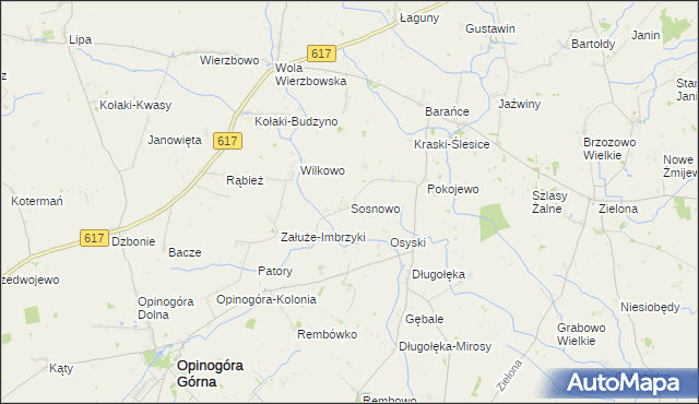 mapa Sosnowo gmina Opinogóra Górna, Sosnowo gmina Opinogóra Górna na mapie Targeo
