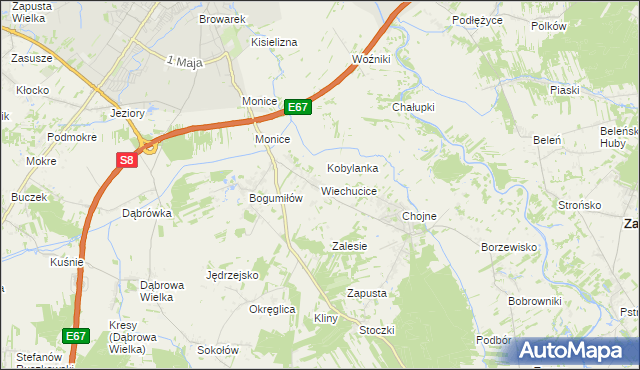 mapa Wiechucice, Wiechucice na mapie Targeo