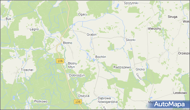 mapa Bochlin gmina Nowogard, Bochlin gmina Nowogard na mapie Targeo