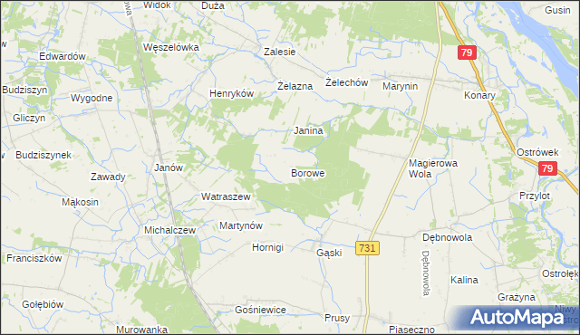mapa Borowe gmina Warka, Borowe gmina Warka na mapie Targeo