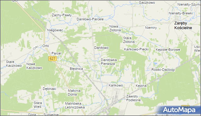 mapa Daniłówka Pierwsza, Daniłówka Pierwsza na mapie Targeo