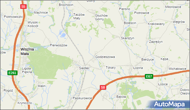 mapa Godzieszowa, Godzieszowa na mapie Targeo