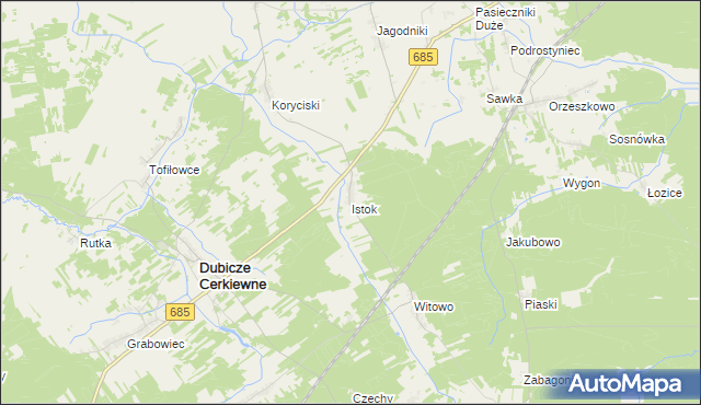 mapa Istok gmina Dubicze Cerkiewne, Istok gmina Dubicze Cerkiewne na mapie Targeo