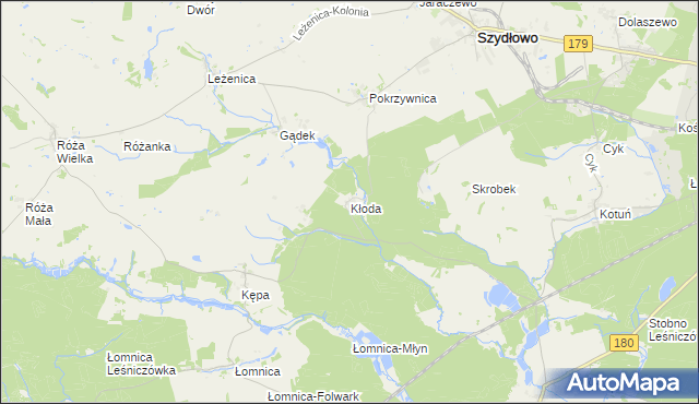 mapa Kłoda gmina Szydłowo, Kłoda gmina Szydłowo na mapie Targeo