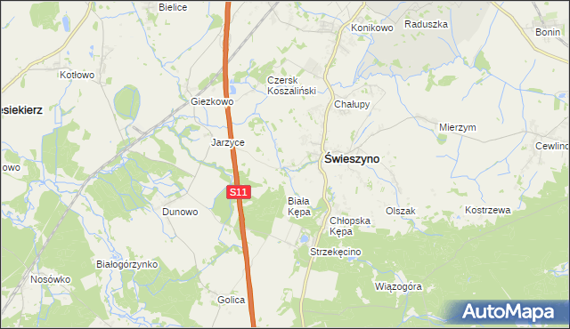 mapa Krokowo gmina Świeszyno, Krokowo gmina Świeszyno na mapie Targeo