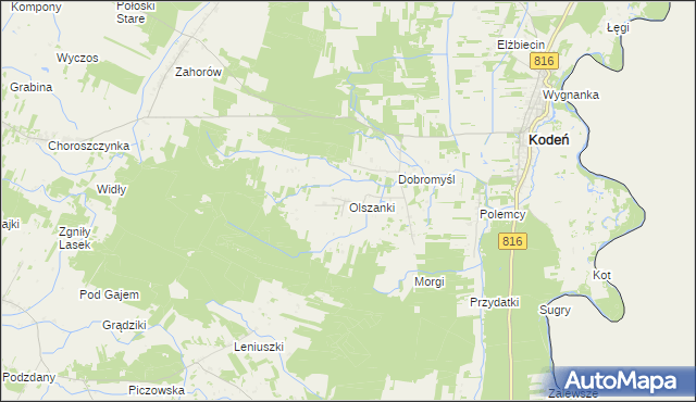 mapa Olszanki, Olszanki na mapie Targeo