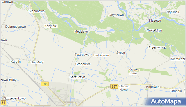 mapa Piotrkówko gmina Szamotuły, Piotrkówko gmina Szamotuły na mapie Targeo