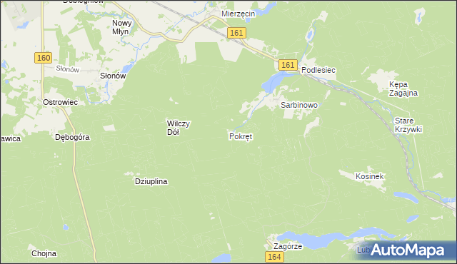 mapa Pokręt gmina Dobiegniew, Pokręt gmina Dobiegniew na mapie Targeo
