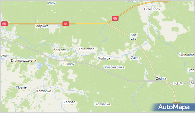 mapa Rudnica gmina Zabłudów, Rudnica gmina Zabłudów na mapie Targeo
