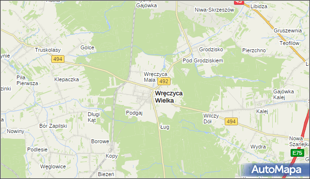 mapa Wręczyca Wielka, Wręczyca Wielka na mapie Targeo