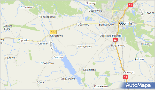 mapa Wymysłowo gmina Oborniki, Wymysłowo gmina Oborniki na mapie Targeo