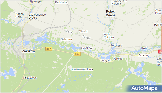 mapa Łysaków gmina Zaklików, Łysaków gmina Zaklików na mapie Targeo