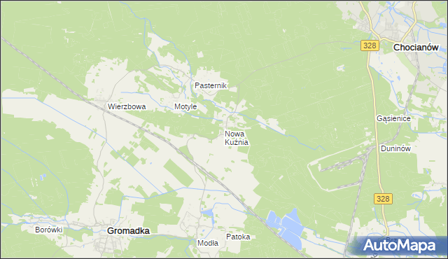 mapa Nowa Kuźnia gmina Gromadka, Nowa Kuźnia gmina Gromadka na mapie Targeo