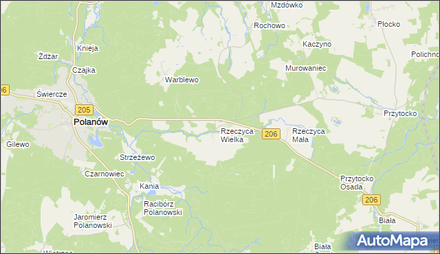 mapa Rzeczyca Wielka, Rzeczyca Wielka na mapie Targeo