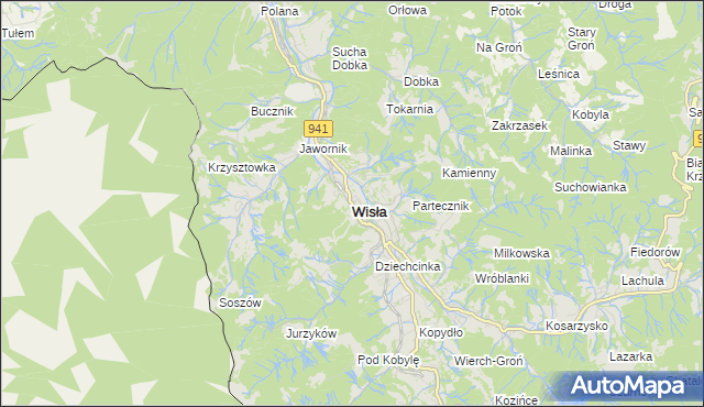 mapa Wisła, Wisła na mapie Targeo