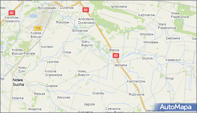 mapa Wyczółki gmina Sochaczew, Wyczółki gmina Sochaczew na mapie Targeo
