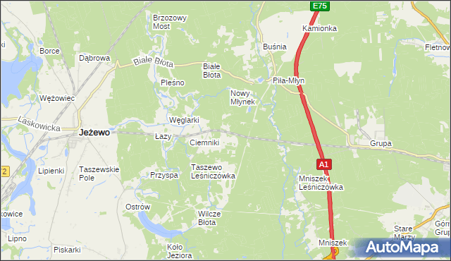 mapa Dubielno gmina Jeżewo, Dubielno gmina Jeżewo na mapie Targeo