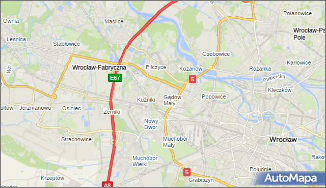mapa Gądów Mały, Gądów Mały na mapie Targeo