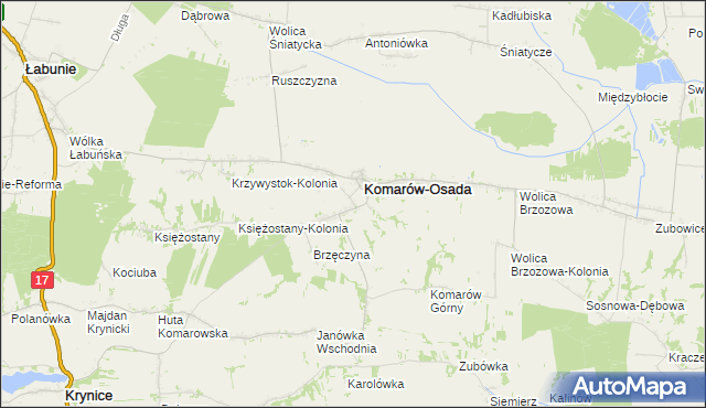 mapa Komarów Dolny, Komarów Dolny na mapie Targeo
