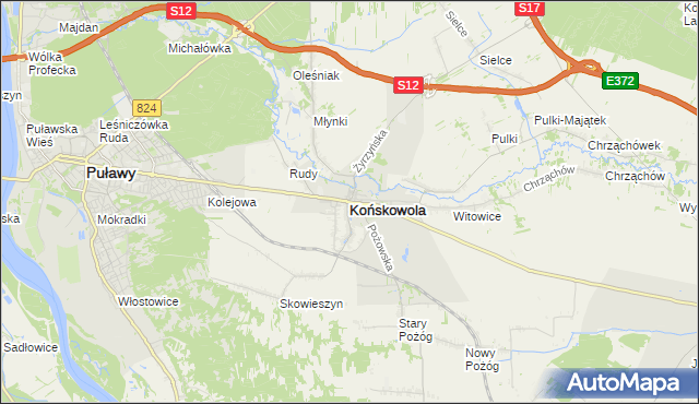 mapa Końskowola, Końskowola na mapie Targeo