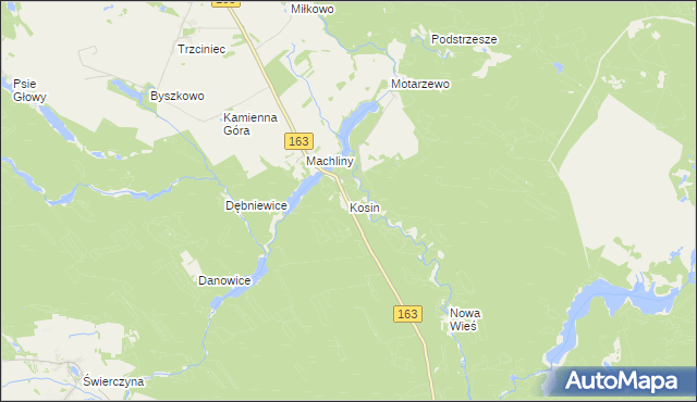 mapa Kosin gmina Czaplinek, Kosin gmina Czaplinek na mapie Targeo