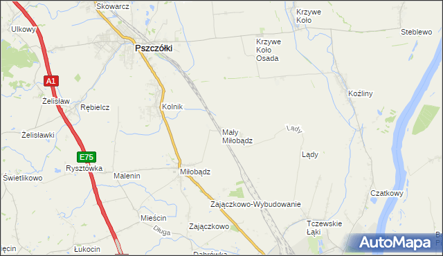 mapa Mały Miłobądz, Mały Miłobądz na mapie Targeo