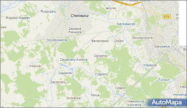 mapa Ogrodniki gmina Choroszcz, Ogrodniki gmina Choroszcz na mapie Targeo