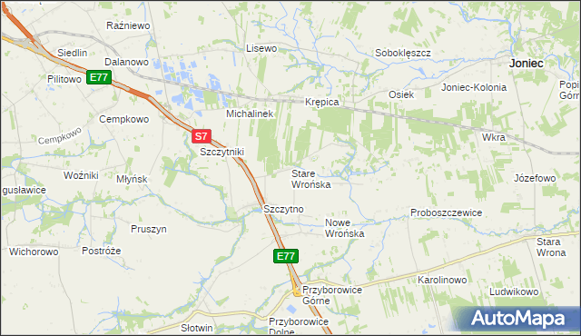 mapa Stare Wrońska, Stare Wrońska na mapie Targeo
