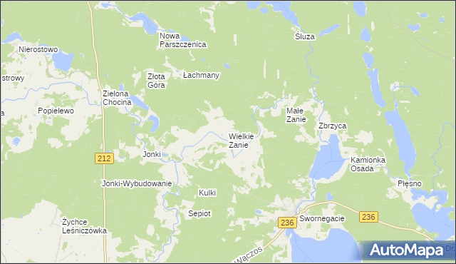 mapa Wielkie Zanie, Wielkie Zanie na mapie Targeo