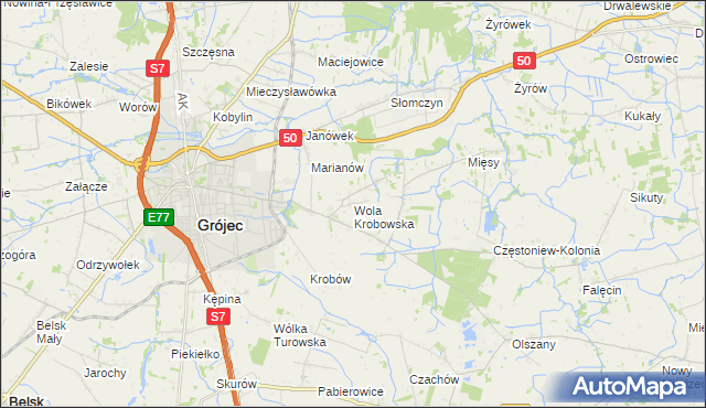 mapa Wola Krobowska, Wola Krobowska na mapie Targeo