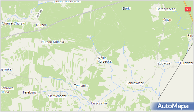 mapa Wólka Nurzecka, Wólka Nurzecka na mapie Targeo