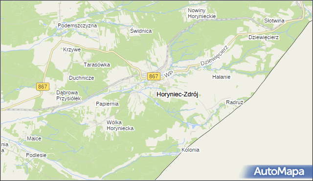 mapa Horyniec-Zdrój, Horyniec-Zdrój na mapie Targeo