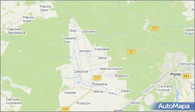 mapa Jaśce, Jaśce na mapie Targeo