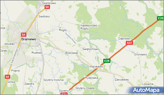 mapa Świętochowo, Świętochowo na mapie Targeo