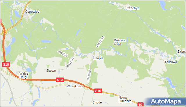 mapa Wiesiółka gmina Wałcz, Wiesiółka gmina Wałcz na mapie Targeo