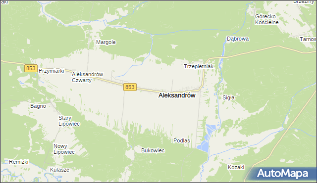 mapa Aleksandrów powiat biłgorajski, Aleksandrów powiat biłgorajski na mapie Targeo