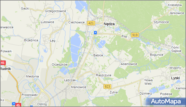 mapa Babice gmina Nędza, Babice gmina Nędza na mapie Targeo