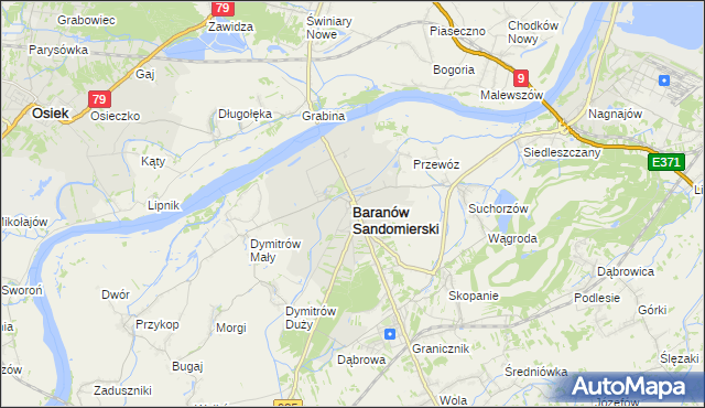 mapa Baranów Sandomierski, Baranów Sandomierski na mapie Targeo